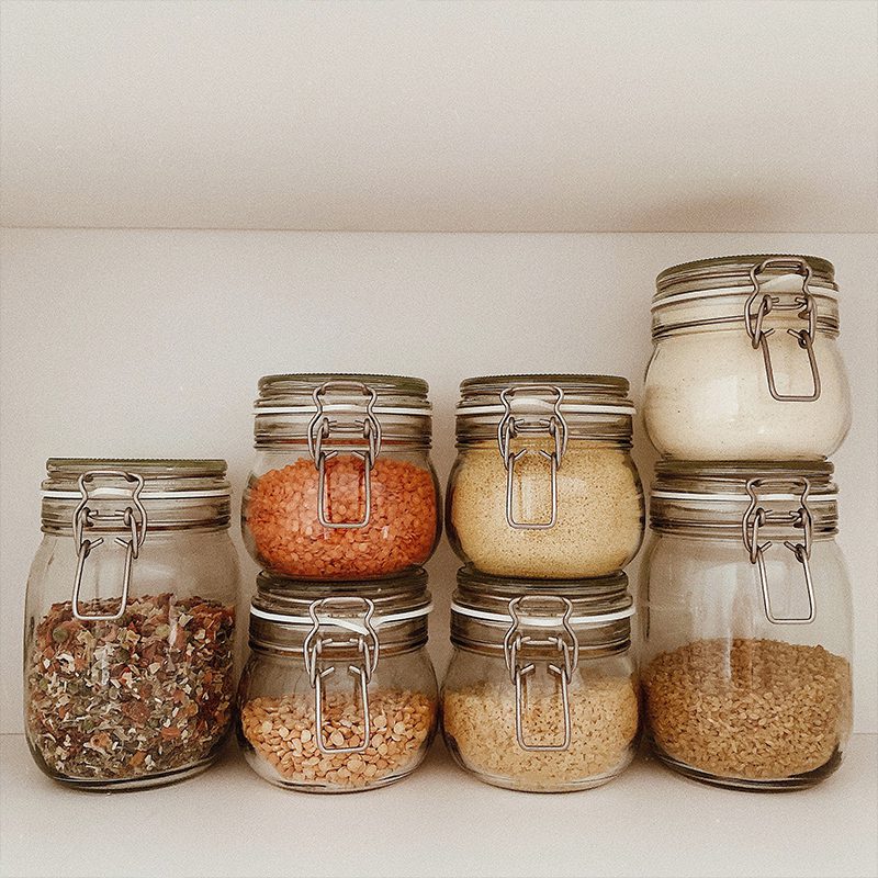 supplies in glass jars