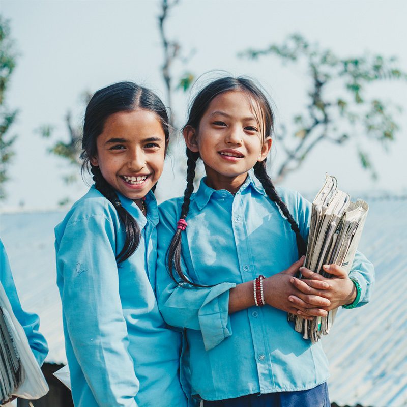 young girls going to school in Nepal