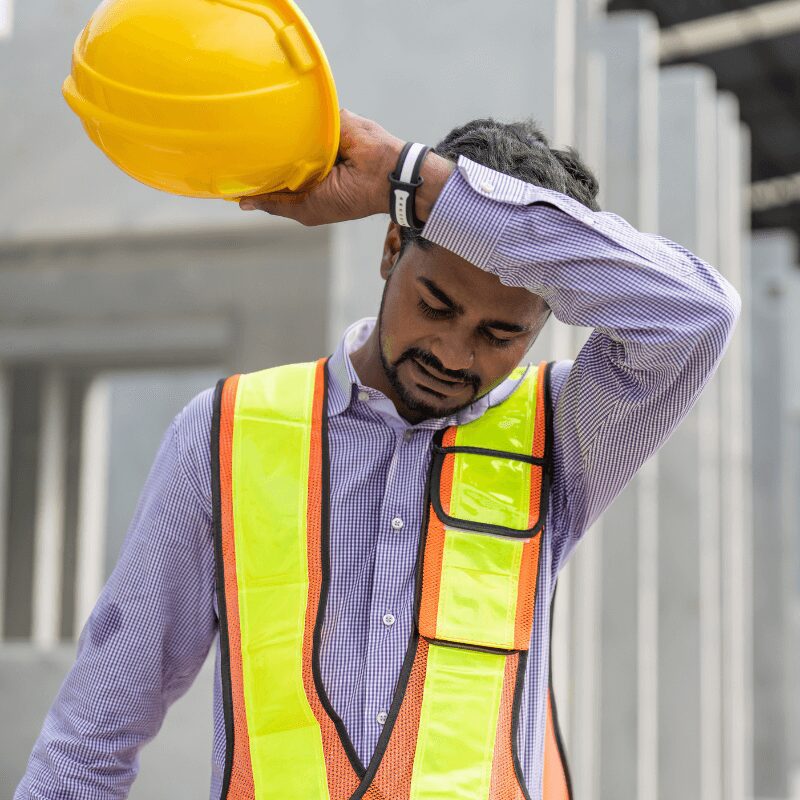 civil engineer sweating on the job site